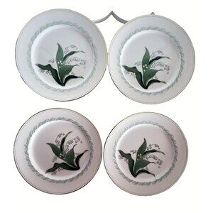 Set 4 Narumi Salad Plates "Sequoia" Occupied Japan Dinnerware 7.5" Lily Valley